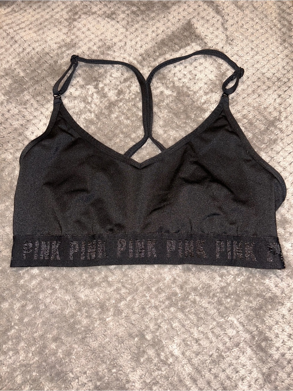 PINK Victoria's Secret Black Bralette with Logo Band